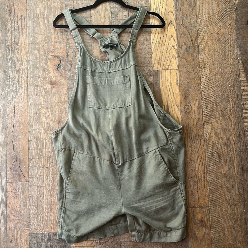 Olive green maternity short overalls